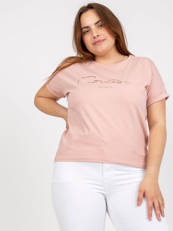 Dirty pink plus size women's t-shirt with lettering