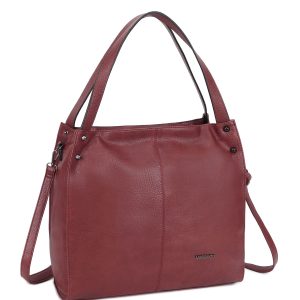 Women's burgundy bag with studs LUIGISANTO