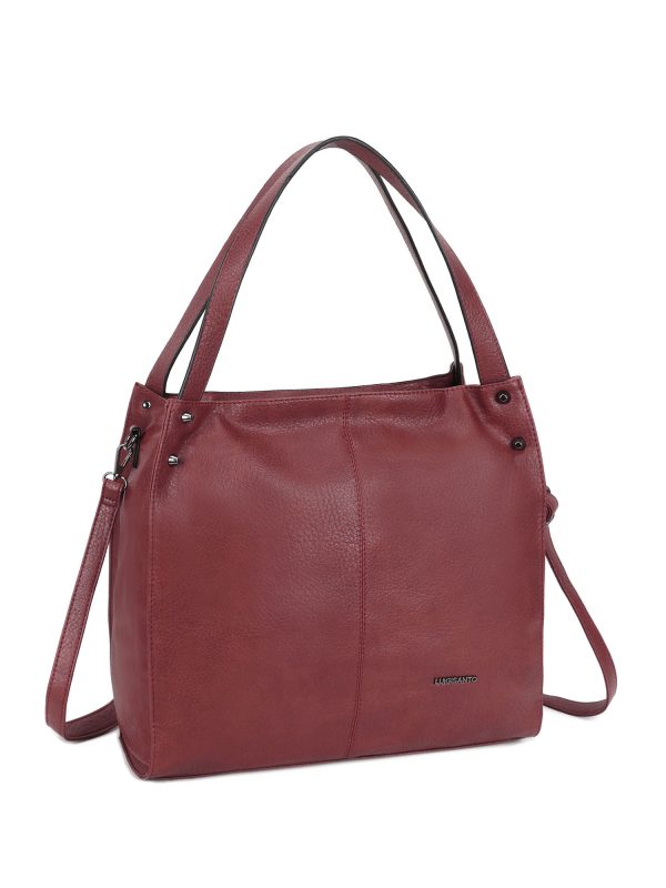 Women's burgundy bag with studs LUIGISANTO