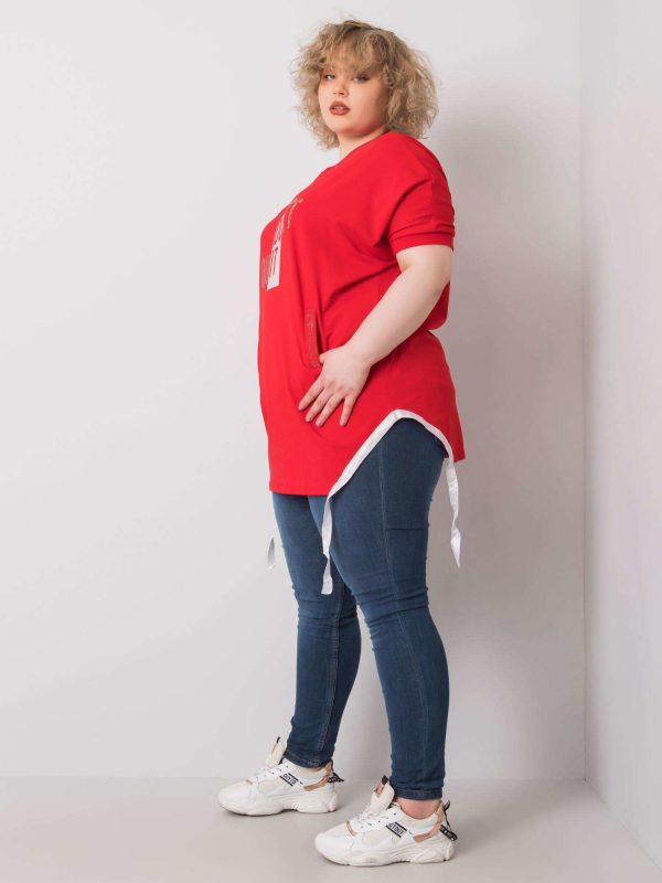 Clare's red plus size blouse