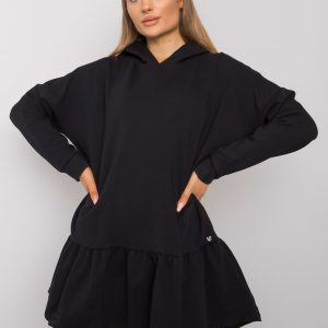 Aliye Black Hooded Sweatshirt Dress