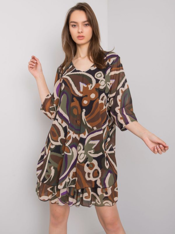 Black khaki dress for women with print Segovia