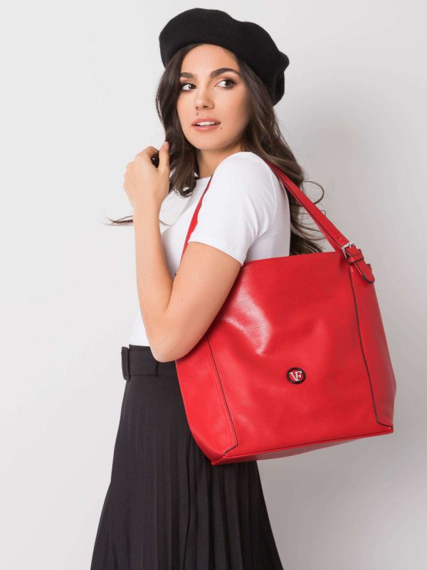 Red Eco Leather Shoulder Bag