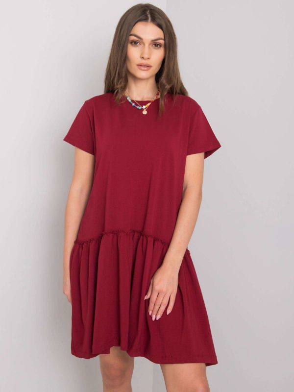 Burgundy dress with flounce Cammie