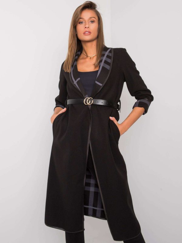 Black coat with strap Annis