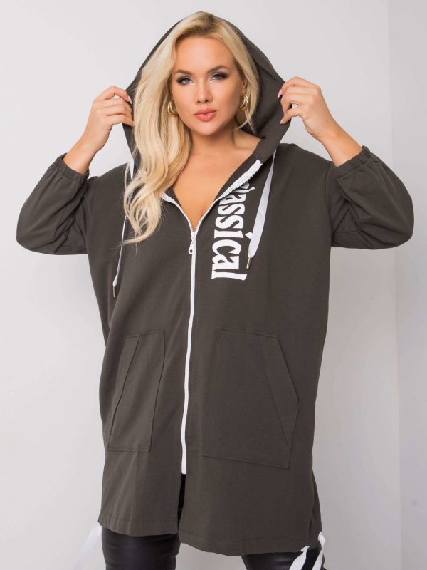 Dark Khaki Plus Size Hooded Sweatshirt Stacy