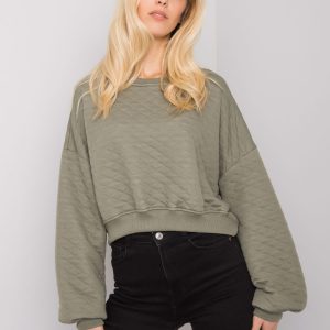 Khaki Crystal quilting sweatshirt