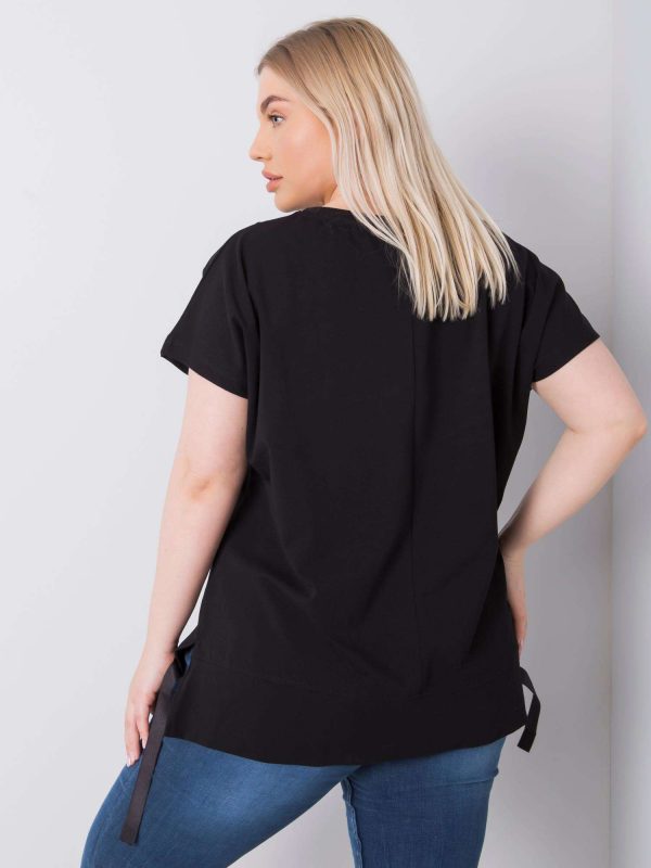 Black plus size blouse with Marlene applique