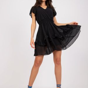 Black light dress with flounce