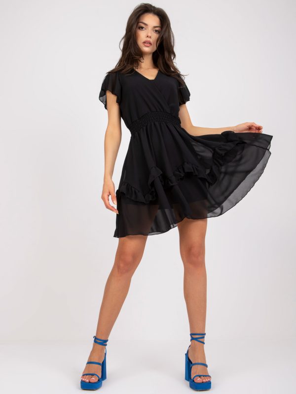 Black light dress with flounce