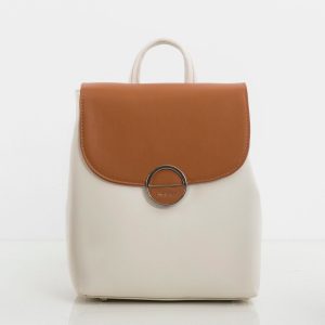 Ecru backpack with contrasting flip