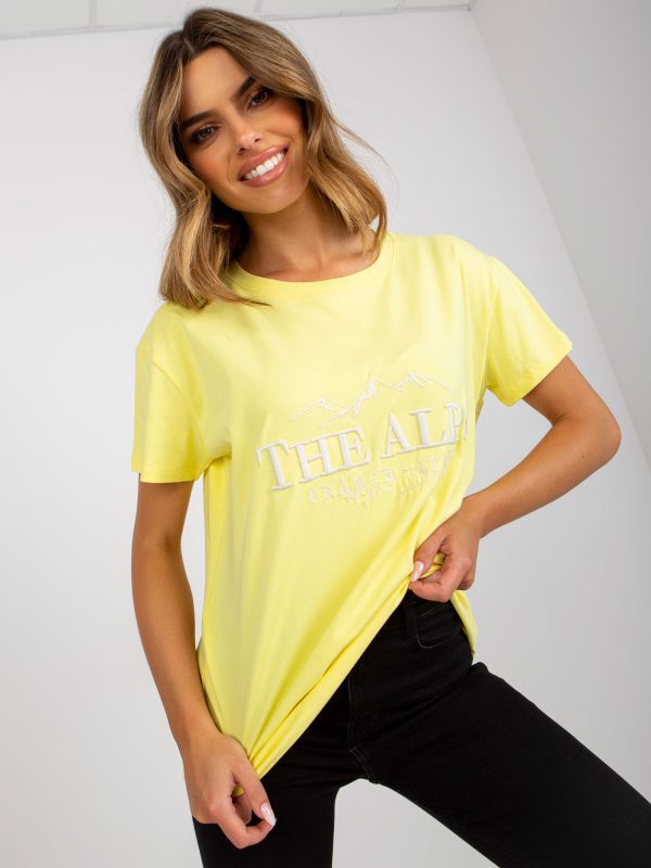 Yellow and white cotton t-shirt with lettering