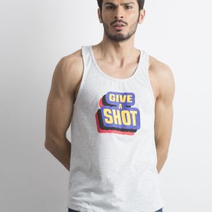 Grey Men's Sleeveless Printed T-Shirt