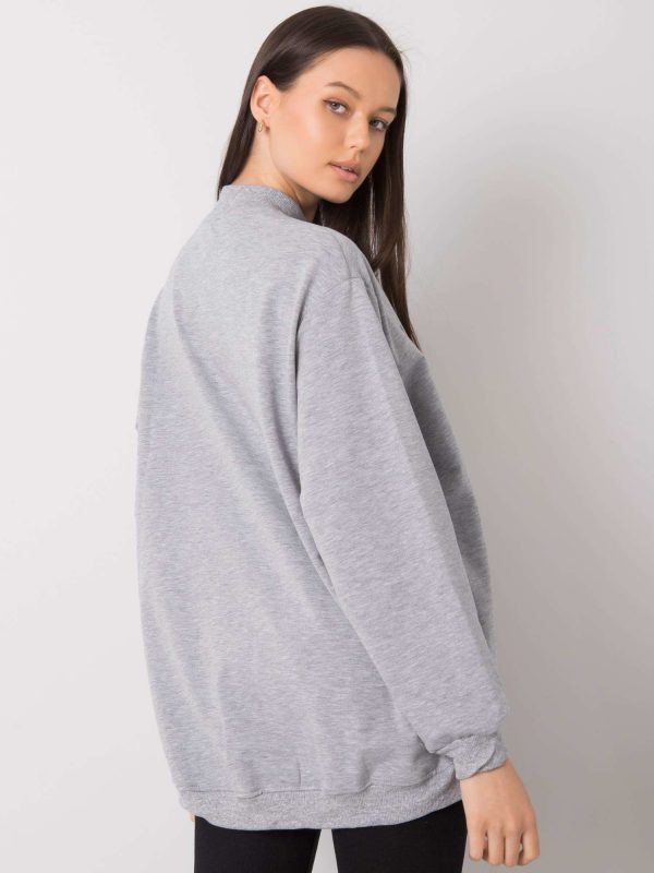 Grey melange sweatshirt with print Majorie RUE PARIS