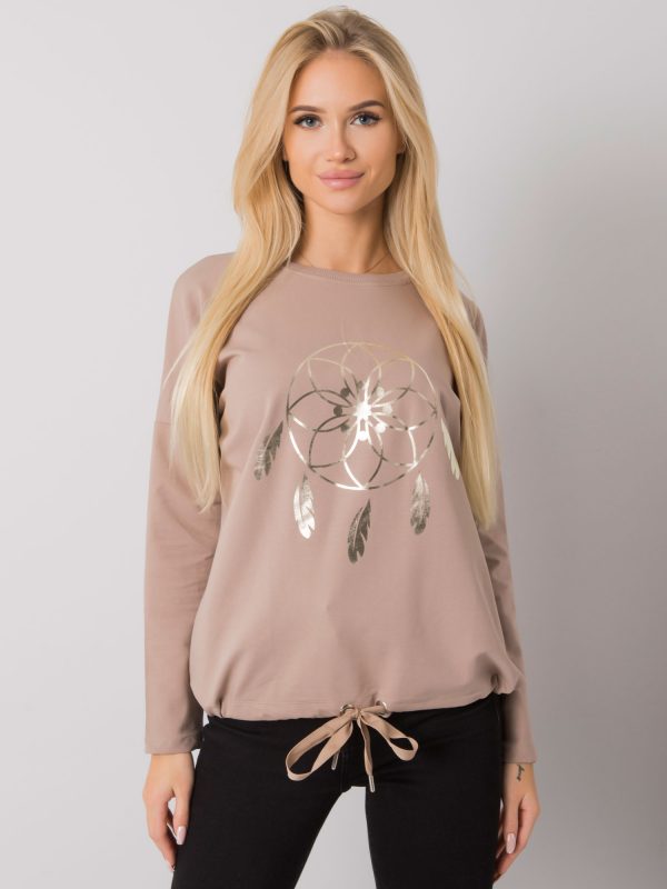 Dark beige blouse with print Jackson RUE PARIS