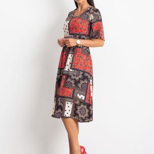 RUE PARIS Red and black Calm dress