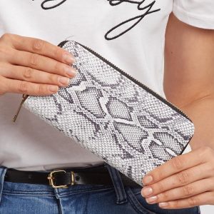 White & Black Snake Skin Print Wallet