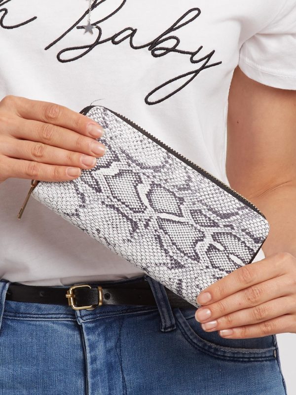 White & Black Snake Skin Print Wallet