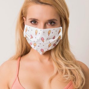 White Cotton Printed Face Mask