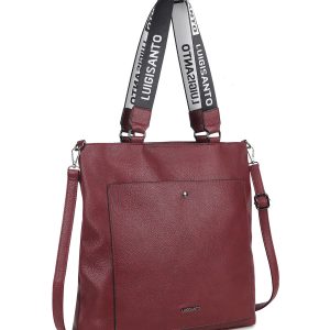 Burgundy city bag with LUIGISANTO decorative handles