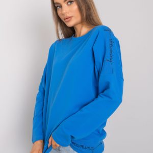 Othilie Dark Blue Long Sleeve Cotton Blouse