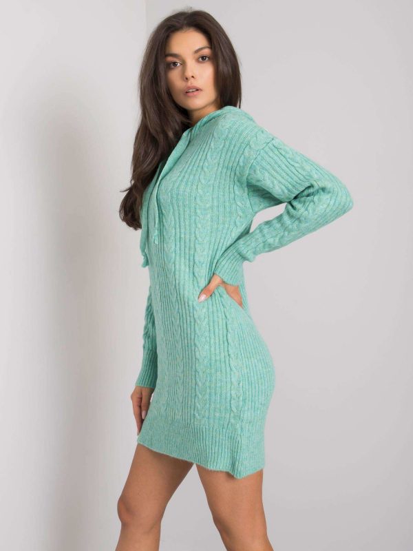 Green knitted dress with hood Joselita RUE PARIS