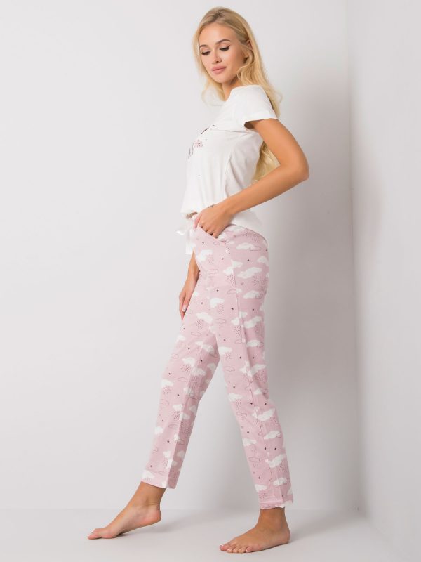 White Printed Two Piece Pyjamas