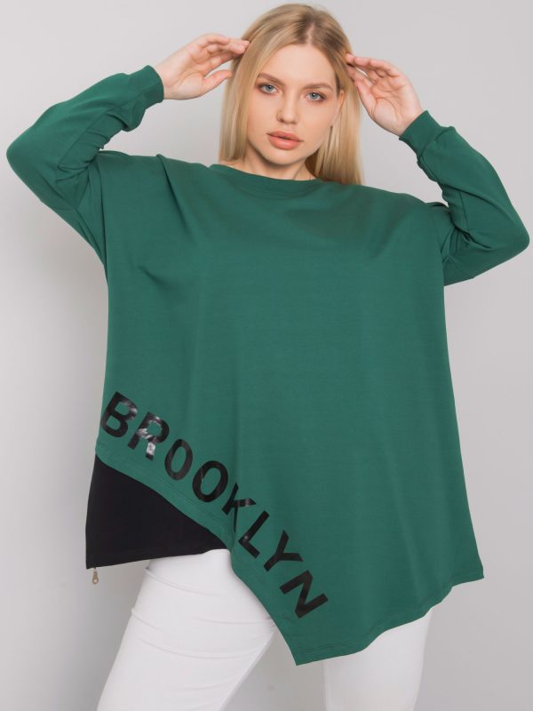 Dark green asymmetrical plus size blouse Exeter