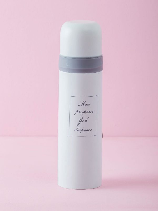 White thermos with inscription