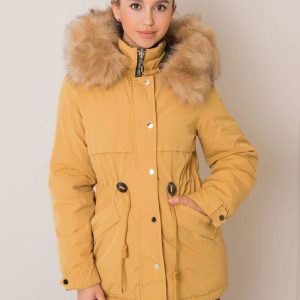 Yellow and black reversible Haydee parka jacket