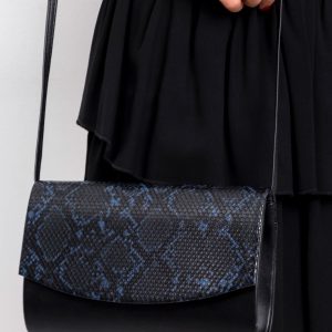 Black and navy eco leather clutch bag