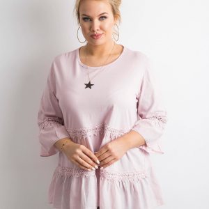 Dirty pink boho tunic with ruffle PLUS SIZE