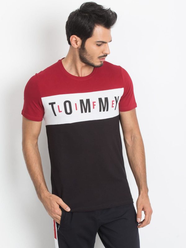 TOMMY LIFE Red & Black Men's T-Shirt