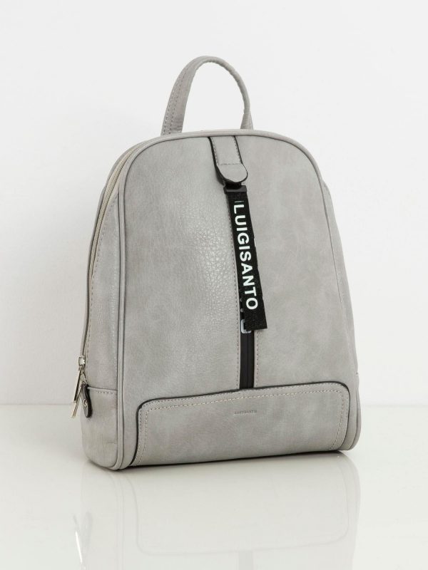 Grey Women's Backpack with Decorative Zipper