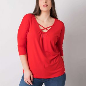 Red plus size blouse with viscose Mariel