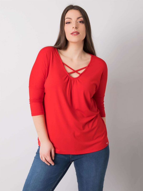 Red plus size blouse with viscose Mariel