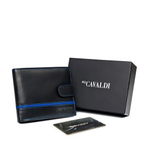 Black and blue men's leather wallet