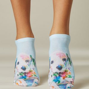 Socks feet with dog