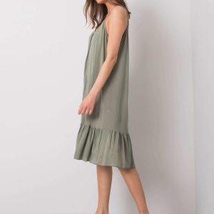 Khaki dress with ruffle Madilyn OCH BELLA