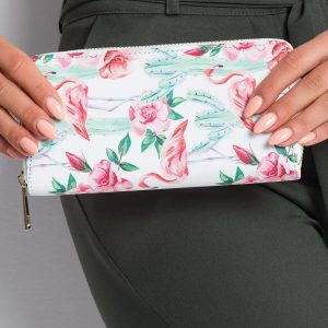 White wallet with print