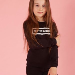 Black girl sweatshirt with fur applique