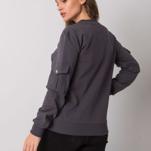 Graphite bomber sweatshirt with pockets Bertena RUE PARIS