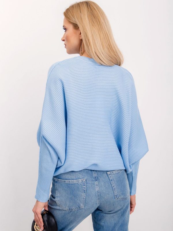 RUE PARIS Light Blue Sweater Pose