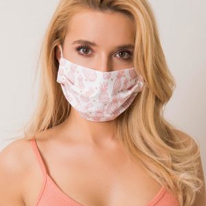 White and pink cotton mask with pineapples