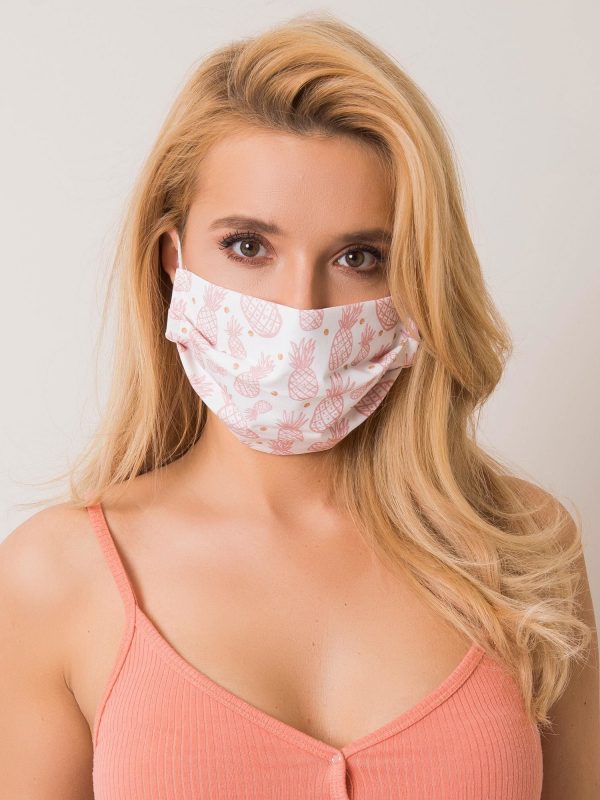 White and pink cotton mask with pineapples