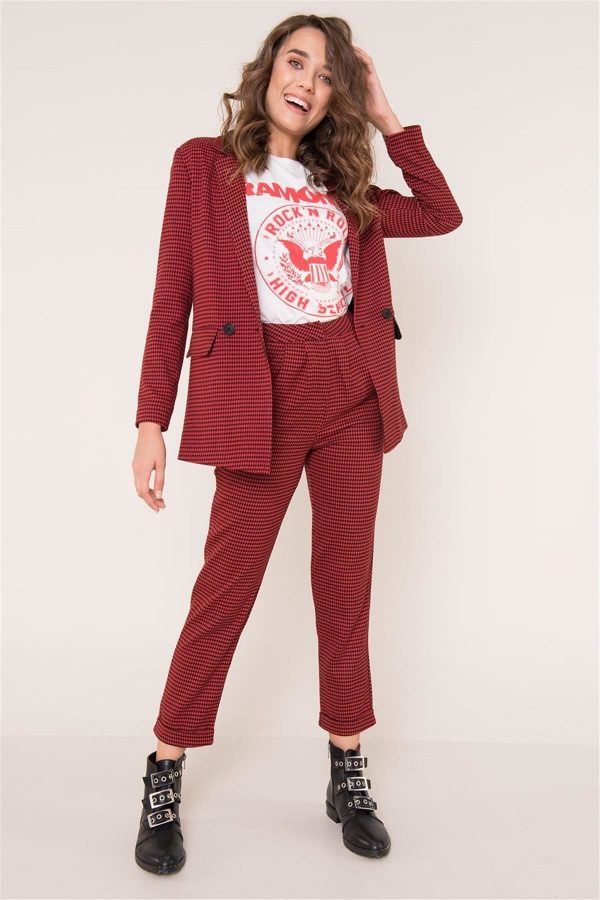 Red BSL Patterned Trousers