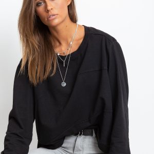 Black Oversize Cotton Sweatshirt