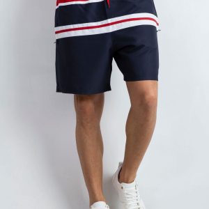 Navy Blue and Red Men's Stubborn Shorts