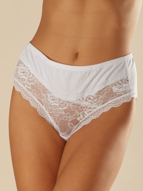 White Cotton Panties with Lace Insert