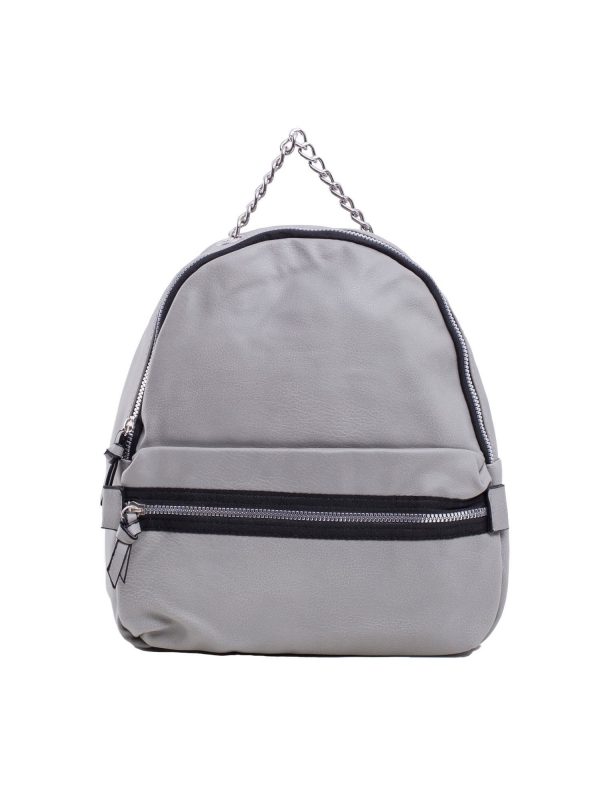 Grey backpack with outer pocket